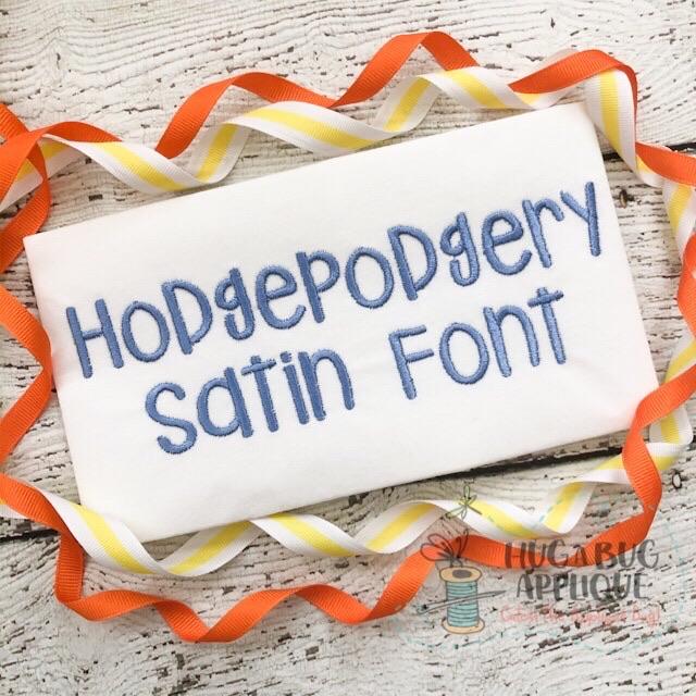 Hodgepodgery Satin Stitch Embroidery Font