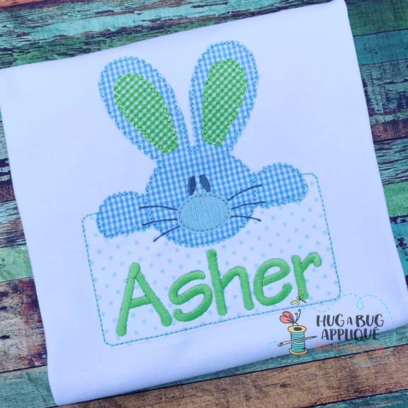 Bunny Boy Box Bean Stitch Applique Design | Hug A Bug Applique