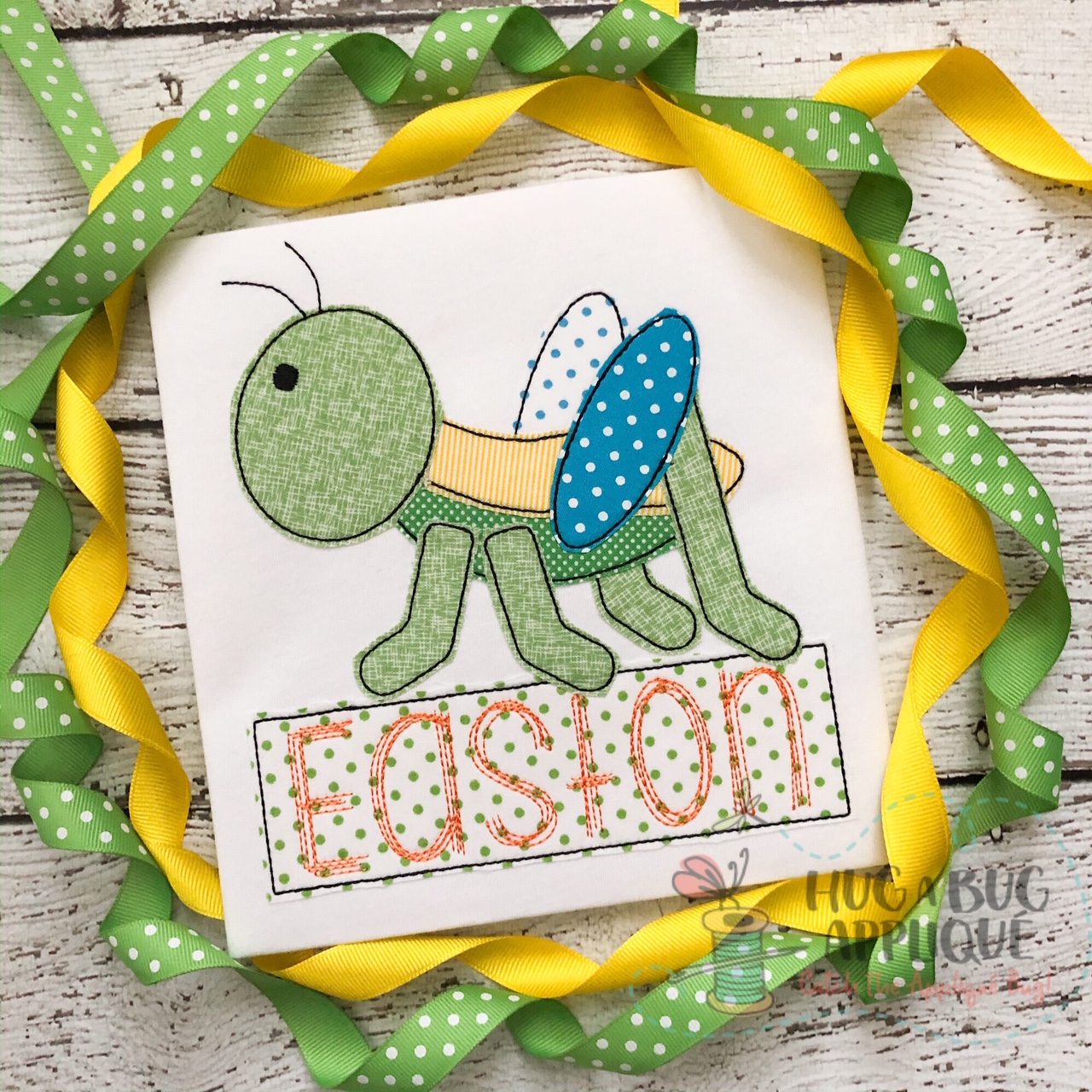 Grasshopper Bean Stitch Applique Design