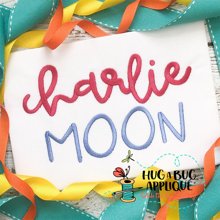 Charlie Moon Satin Stitch Embroidery Font