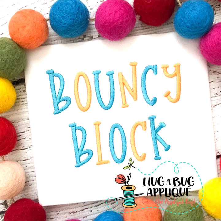 Bouncy Block Serif Satin Stitch Embroidery Font