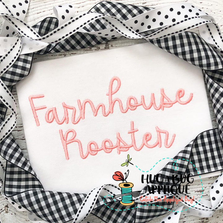Farmhouse Rooster Satin Stitch Embroidery Font