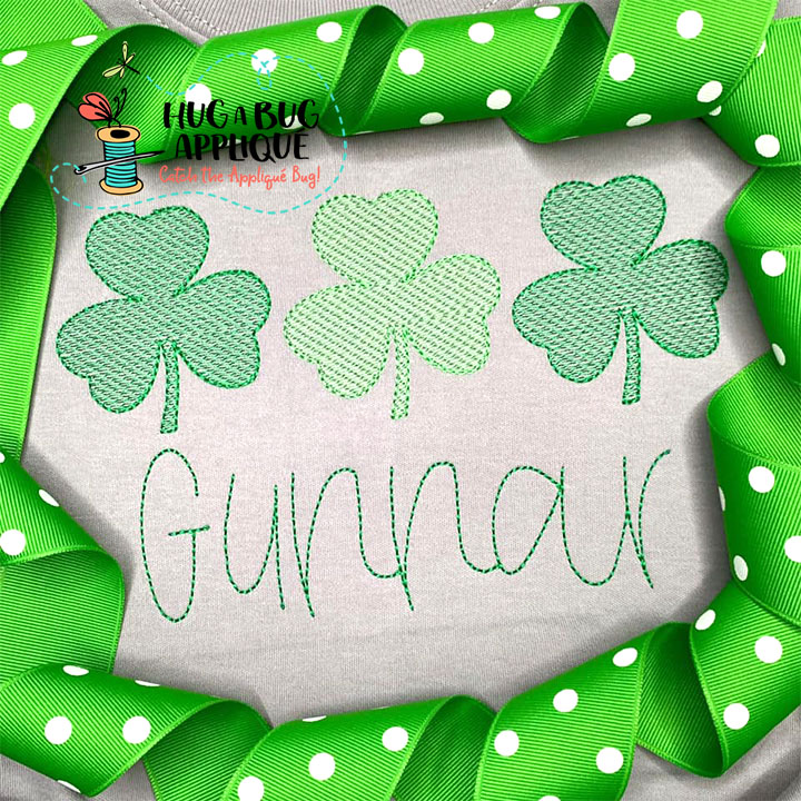 Happy St Patrick's Day Clover Embroidery Design