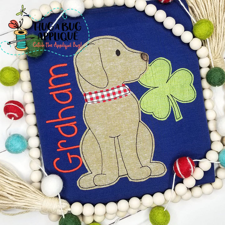 Pup Shamrock Bean Stitch Applique Design
