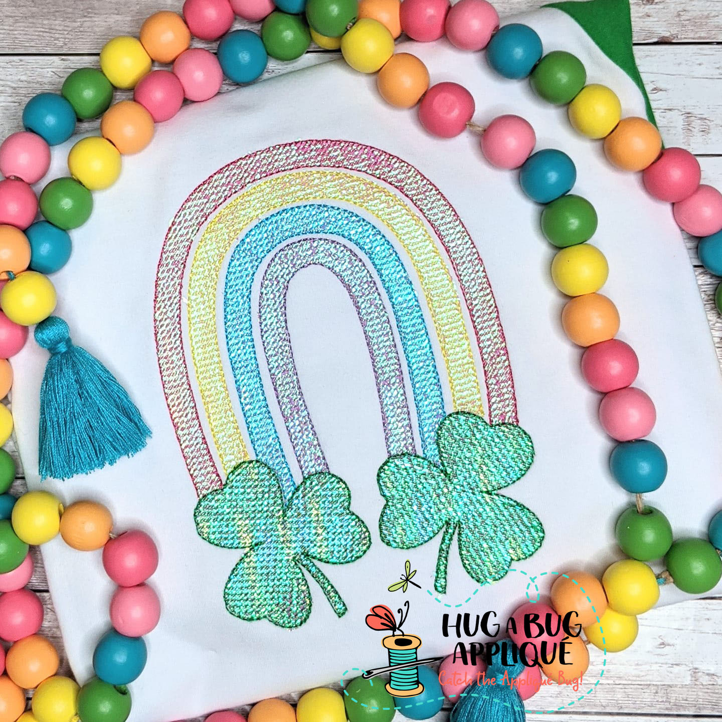 St Patricks applique, rainbow, rainbow embroidery, rainbow