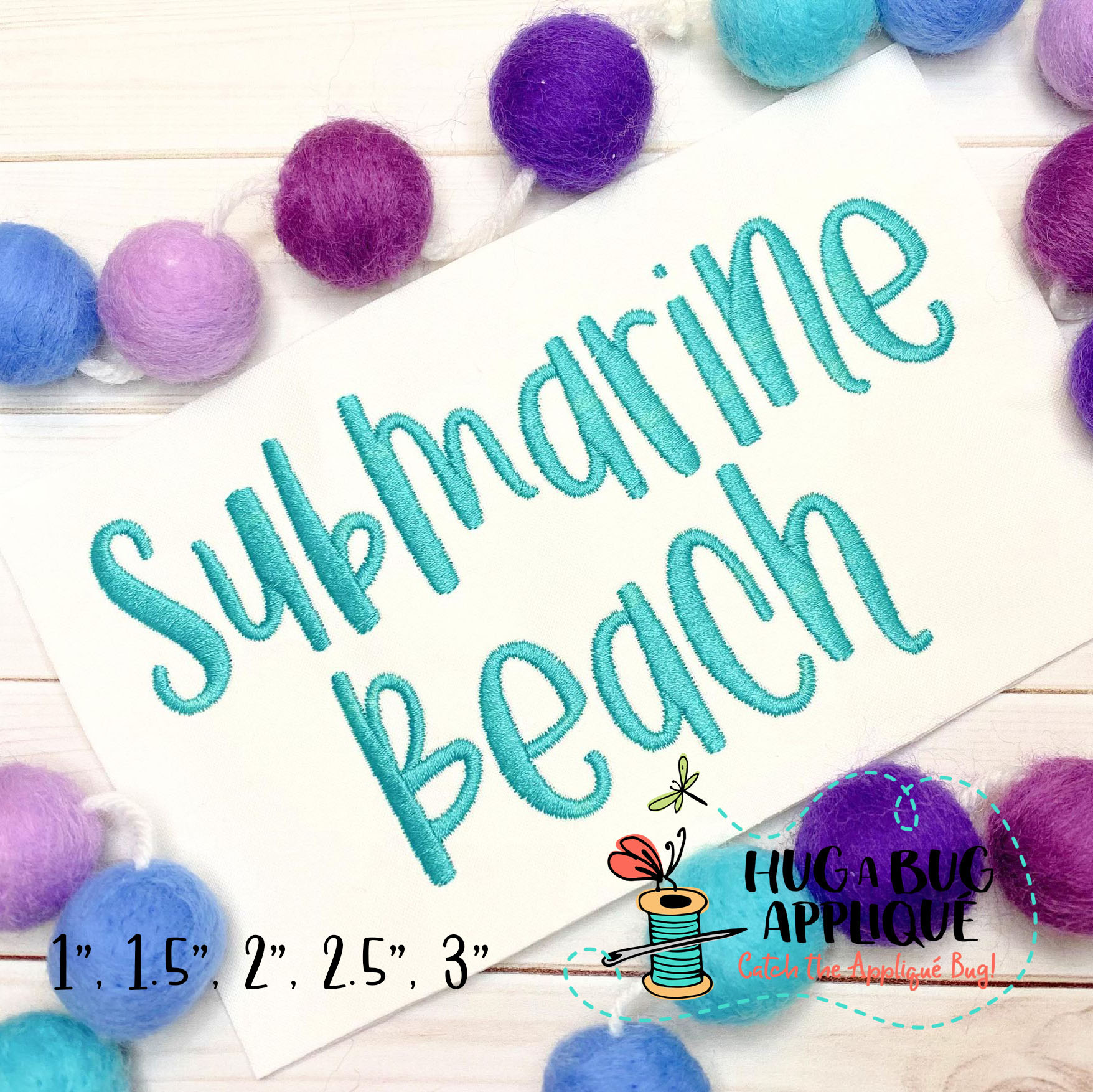 Submarine Beach Satin Stitch Embroidery Font