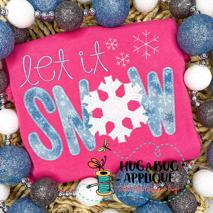 Let It Snow Zig Zag Stitch Applique Design