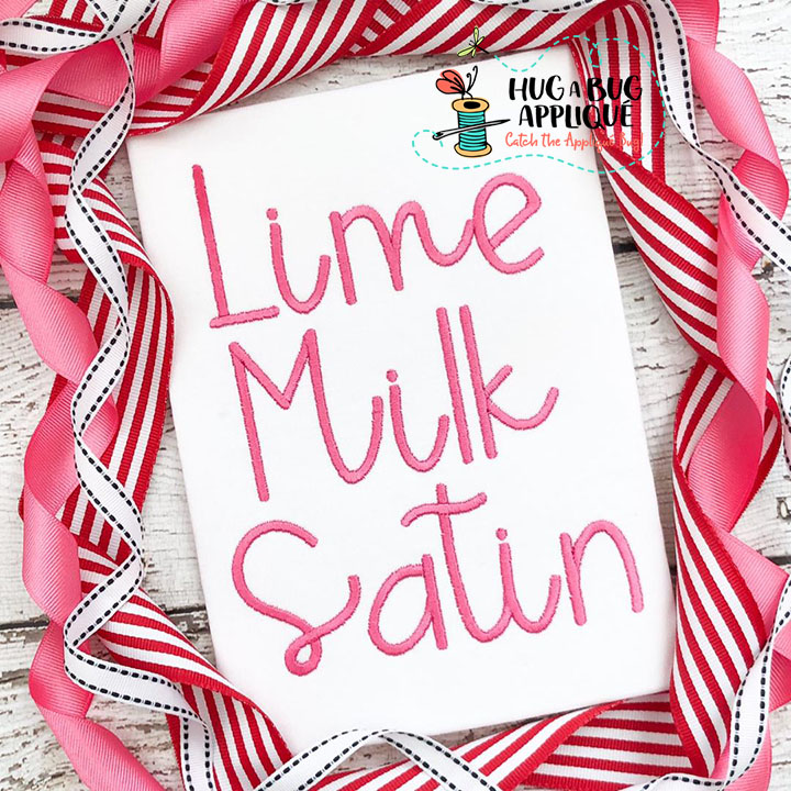 Lime Milk Satin Stitch Embroidery Font
