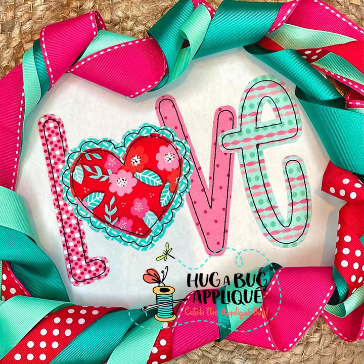 Frilly Heart Love Bean Stitch Applique Design