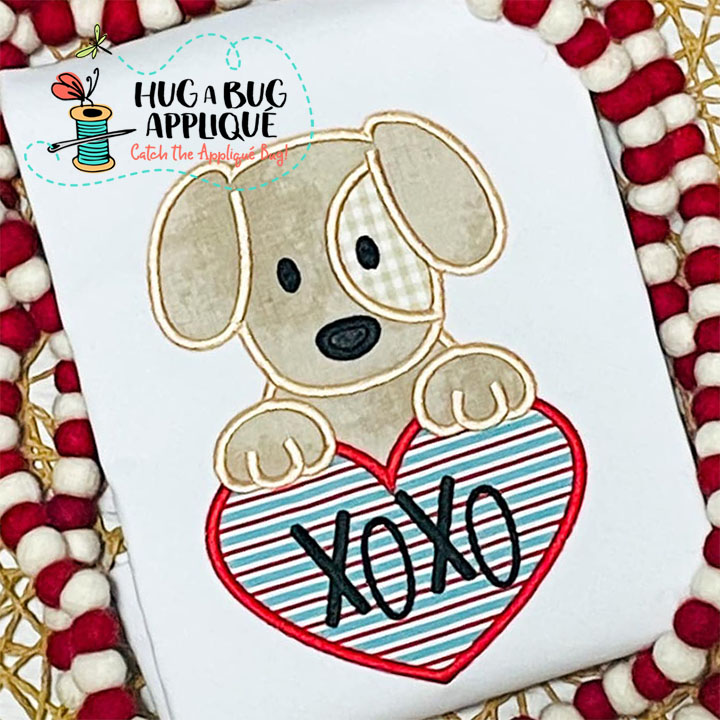 Pup Heart Satin Stitch Applique Design