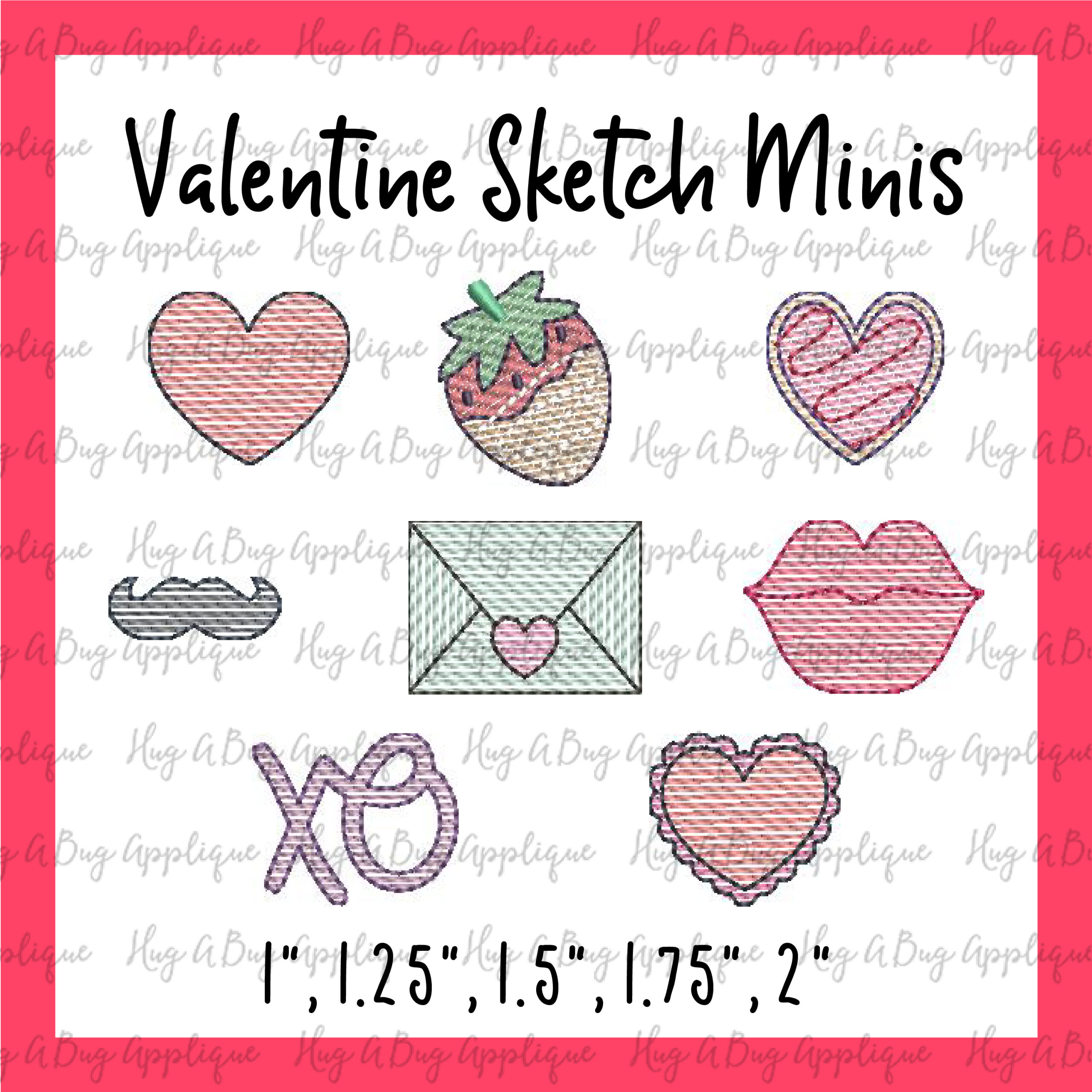 Valentine Minis Sketch Stitch Embroidery Design Set