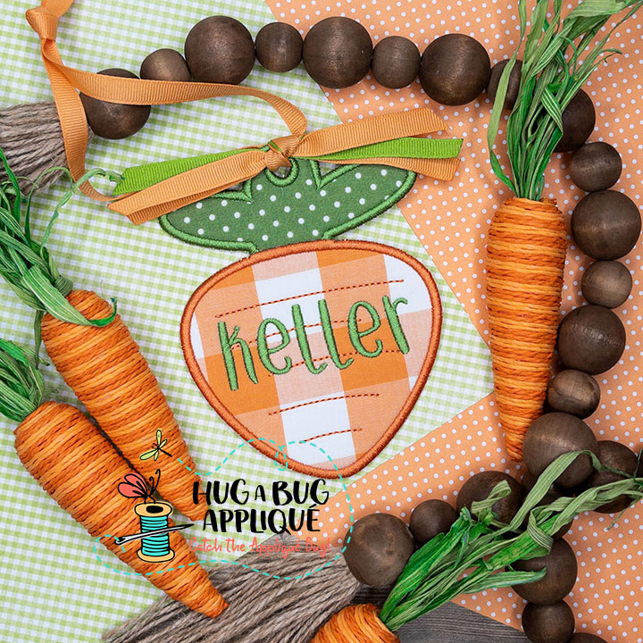 Carrot Bag Tag In the Hoop Applique Design