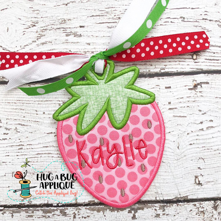 Strawberry Bag Tag In the Hoop Applique Design