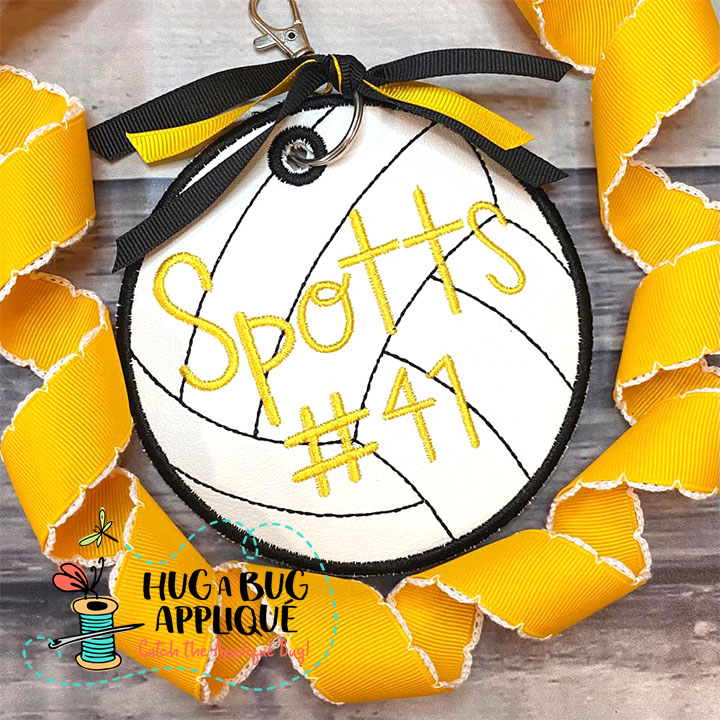 Volleyball Bag Tag In the Hoop Applique Design