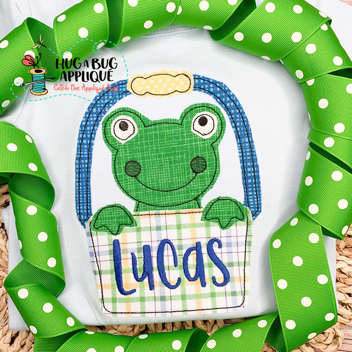 Frog Bucket Bean Stitch Applique Design