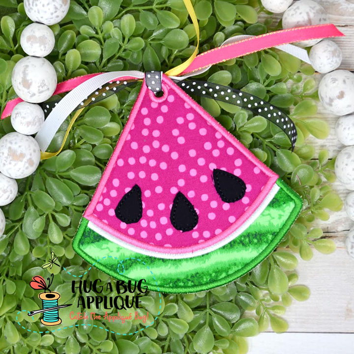Watermelon Wedge Bag Tag In the Hoop Applique Design
