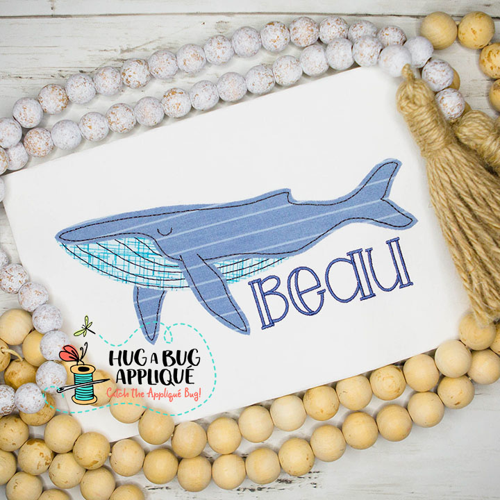 Humpback Whale Bean Stitch Applique Design