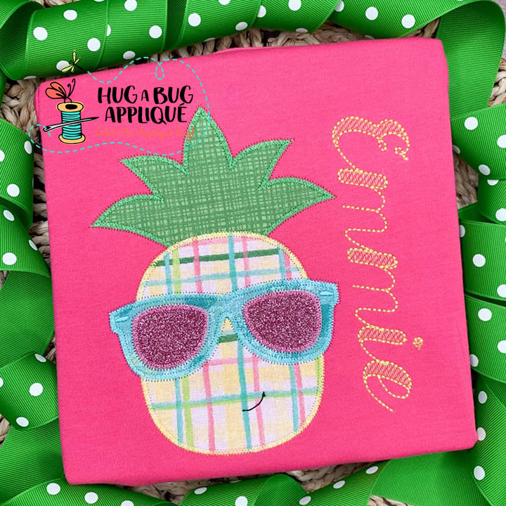 Pineapple Sunglasses Zig Zag Stitch Applique Design