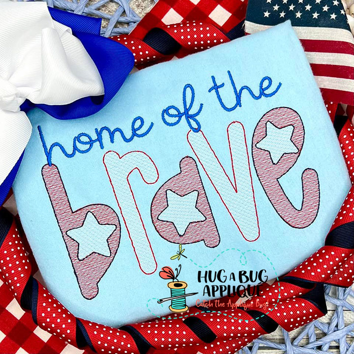 Home of the Brave Sketch Stitch Embroidery Design