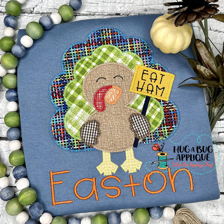 Eat Ham Turkey Zig Zag Stitch Applique Design
