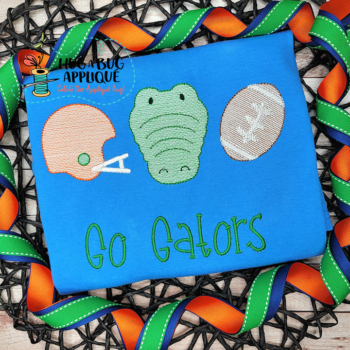 Helmet Alligator Football Sketch Stitch Embroidery Design