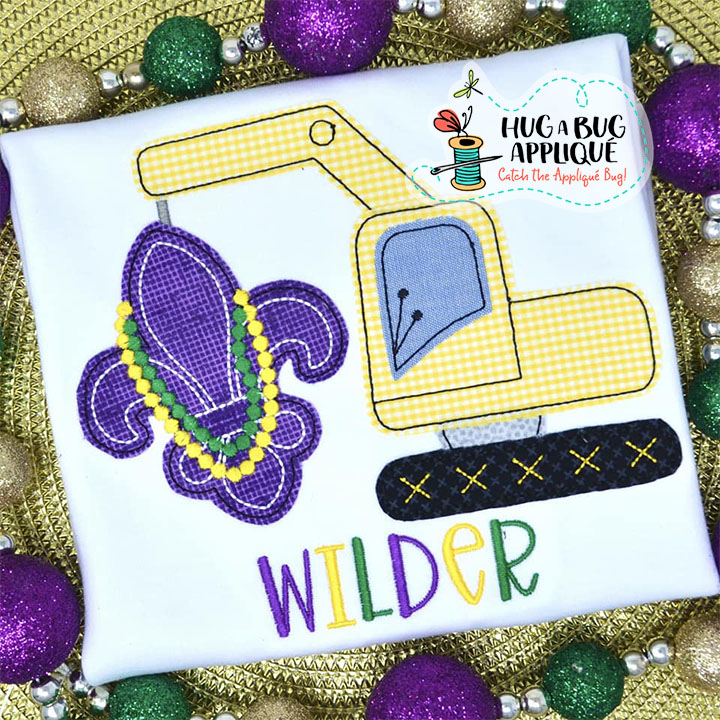 Crane Fleur Beads Bean Stitch Applique Design