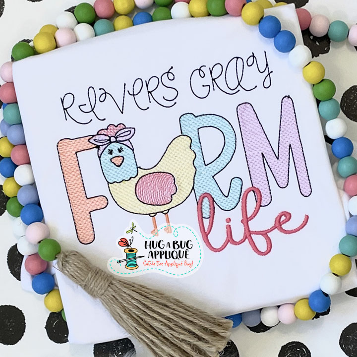 Farm Life Chicken Sketch Stitch Embroidery Design