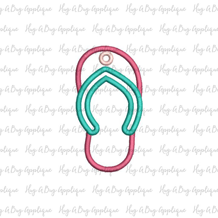 Flip Flop Bag Tag In the Hoop Applique Design | Hug A Bug Applique