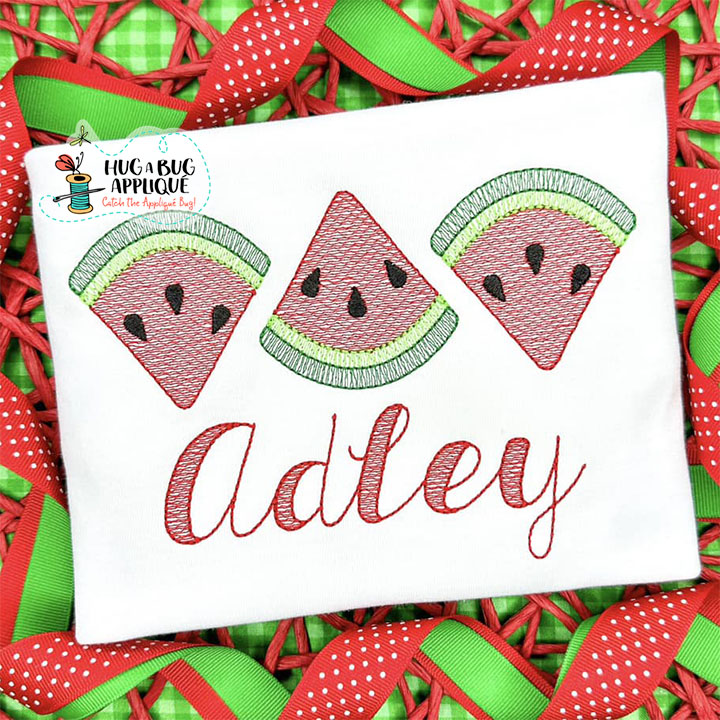 Watermelon Trio Sketch Stitch Embroidery Design
