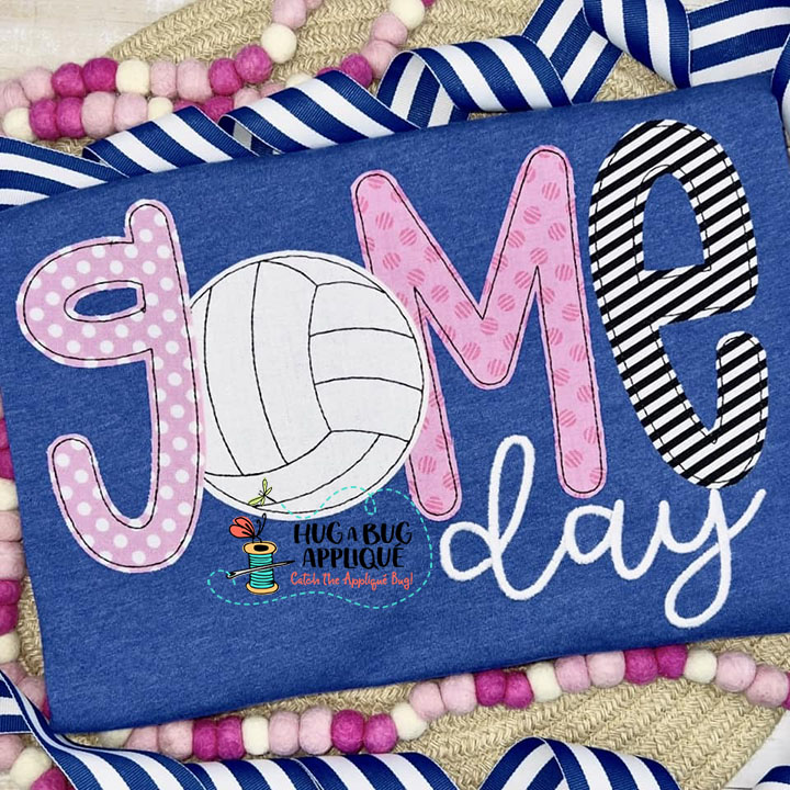 Game Day Volleyball Bean Stitch Applique Design