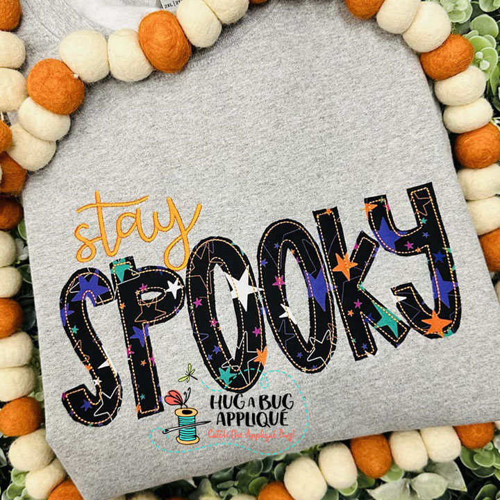 Stay Spooky Bean Stitch Applique Design
