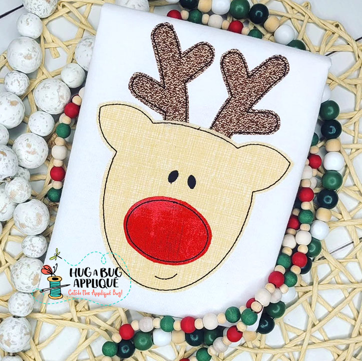 Cute Reindeer Bean Stitch Applique Design