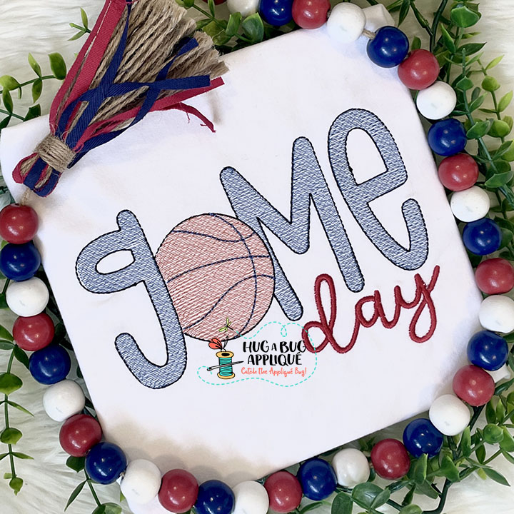 Game Day Basketball Sketch Stitch Embroidery Design