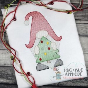 Gnome Tree Sketch Stitch Embroidery Design