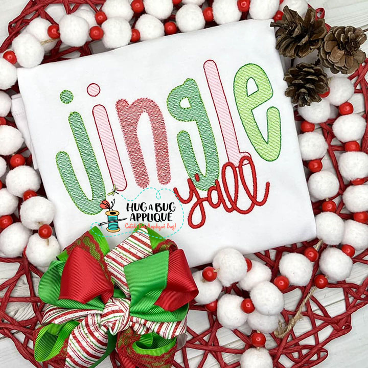 Jingle Yall Sketch Stitch Embroidery Design
