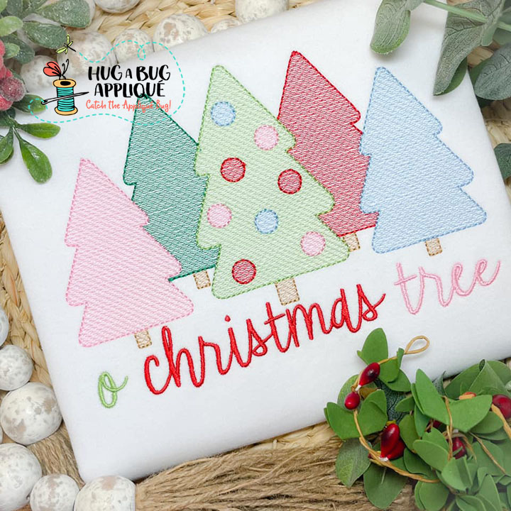 O Christmas Tree Sketch Stitch Embroidery Design