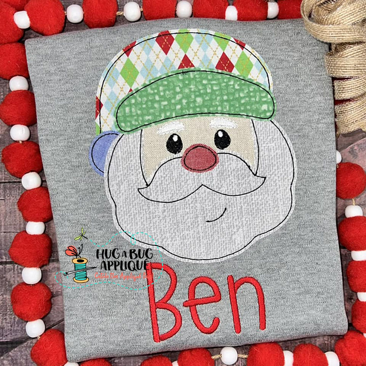 Cute Santa Claus Bean Stitch Applique Design
