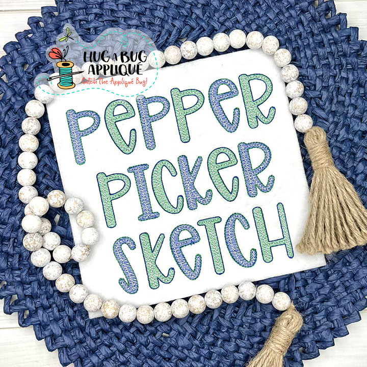 Pepper Picker Sketch Stitch Embroidery Font
