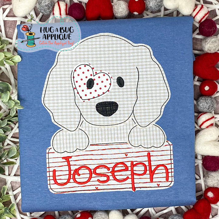 Pup Heart Patch Bean Stitch Applique Design