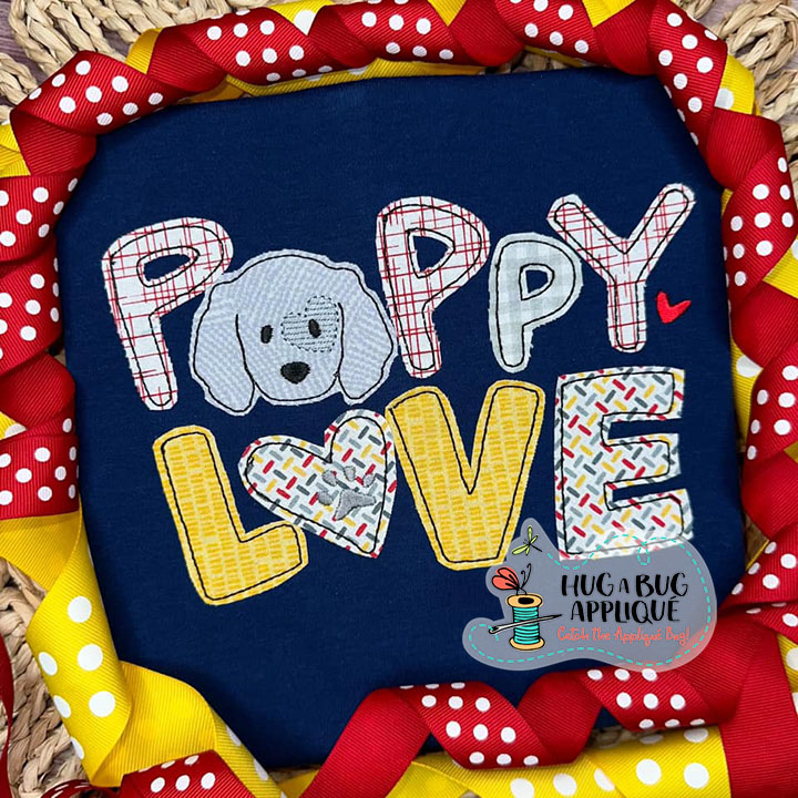 Puppy Love Bean Stitch Applique Design