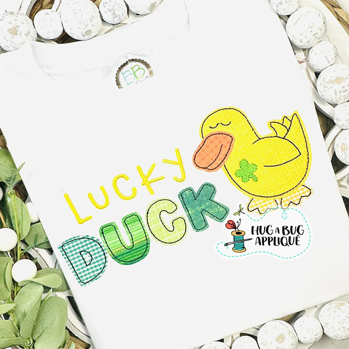 Lucky Duck Bean Stitch Applique Design