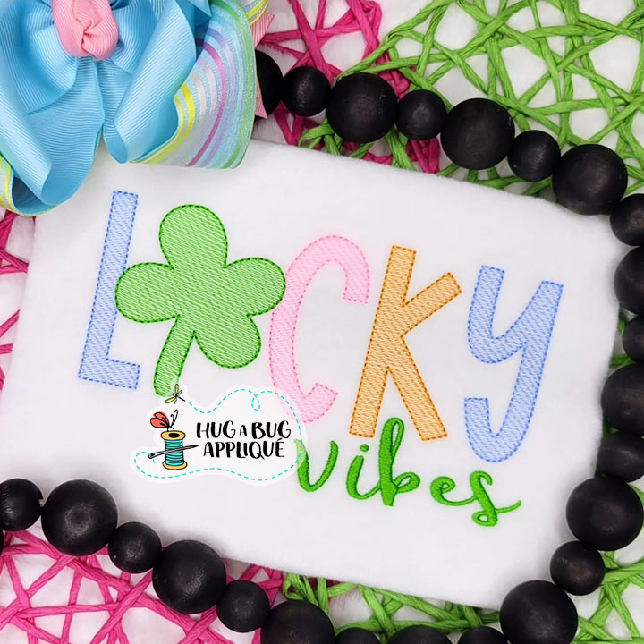 Lucky Vibes Sketch Stitch Embroidery Design