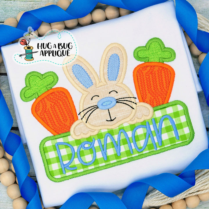 Carrots Bunny Box Satin Stitch Applique Design