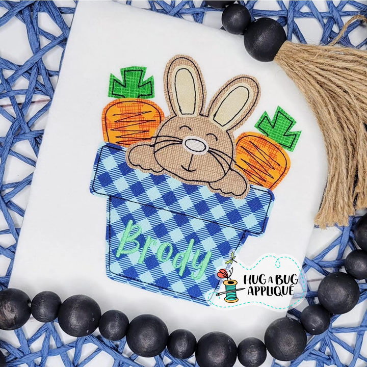 Carrots Bunny Pot Bean Stitch Applique Design