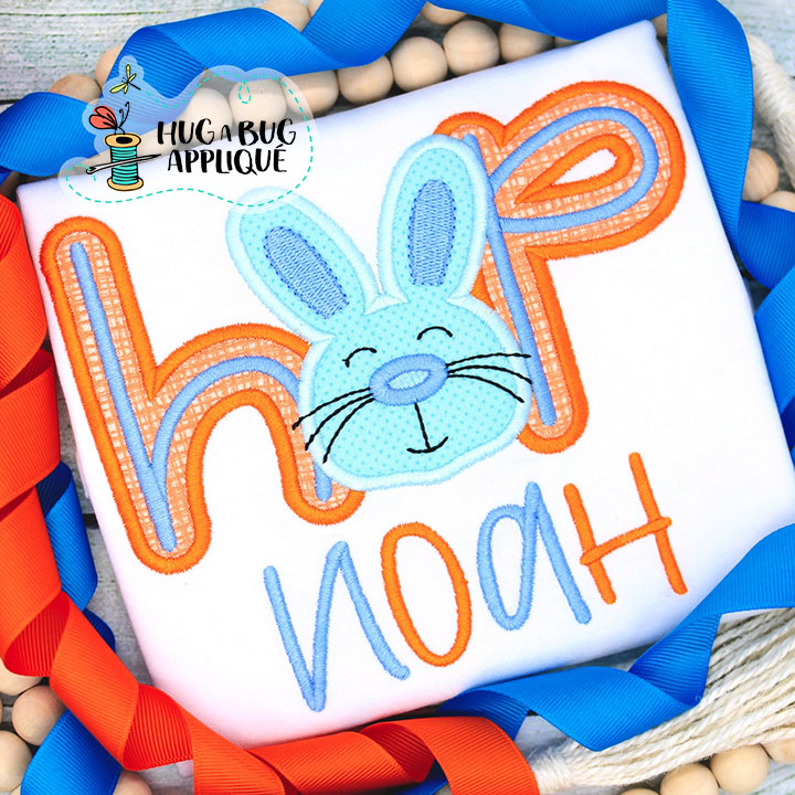 Hop Bunny Satin Stitch Applique Design