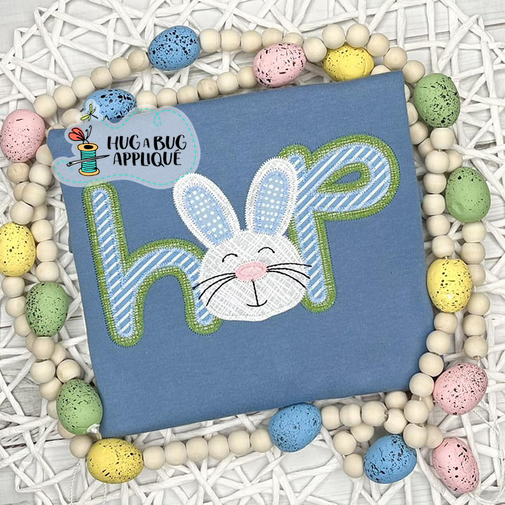Hop Bunny Zig Zag Stitch Applique Design