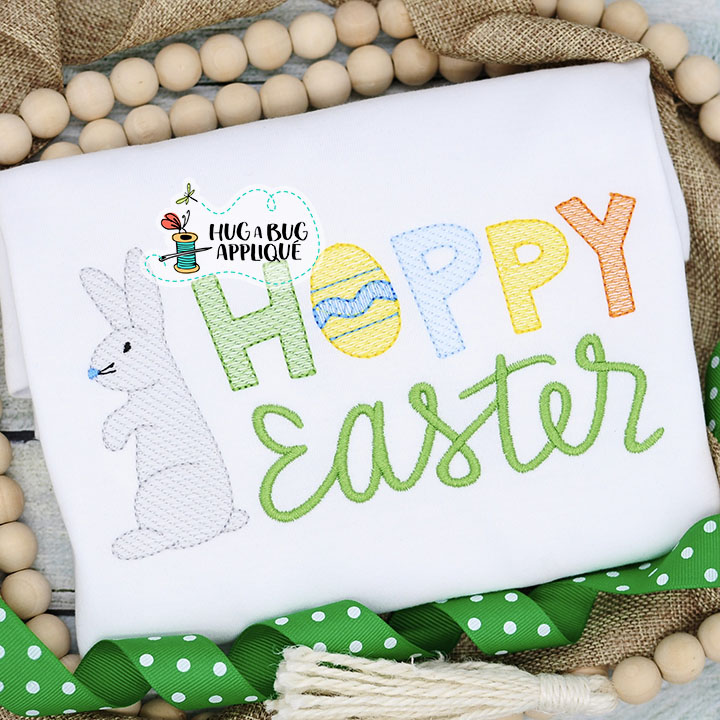 Hoppy Easter Sketch Stitch Embroidery Design