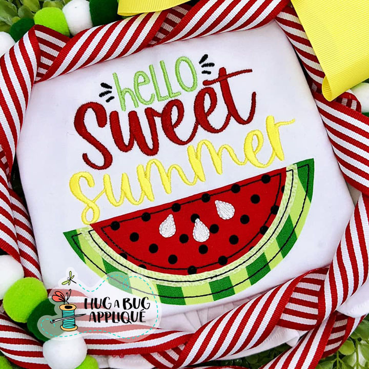 Hello Sweet Summer Bean Stitch Applique Design