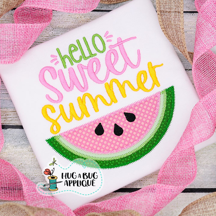 Hello Sweet Summer Zig Zag Stitch Applique Design