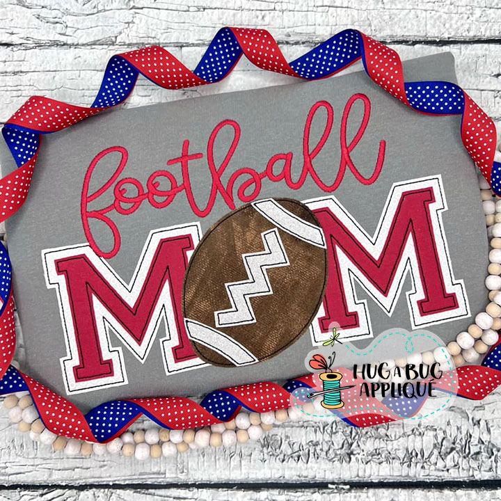 Football Mom Bean Stitch Applique Design